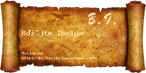 Böjte Ibolya névjegykártya